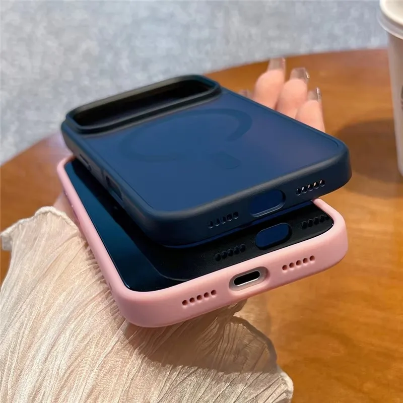 Translucent Matte MagSafe Case with Wireless Charging Compatibility and Magnetic Hard Cover