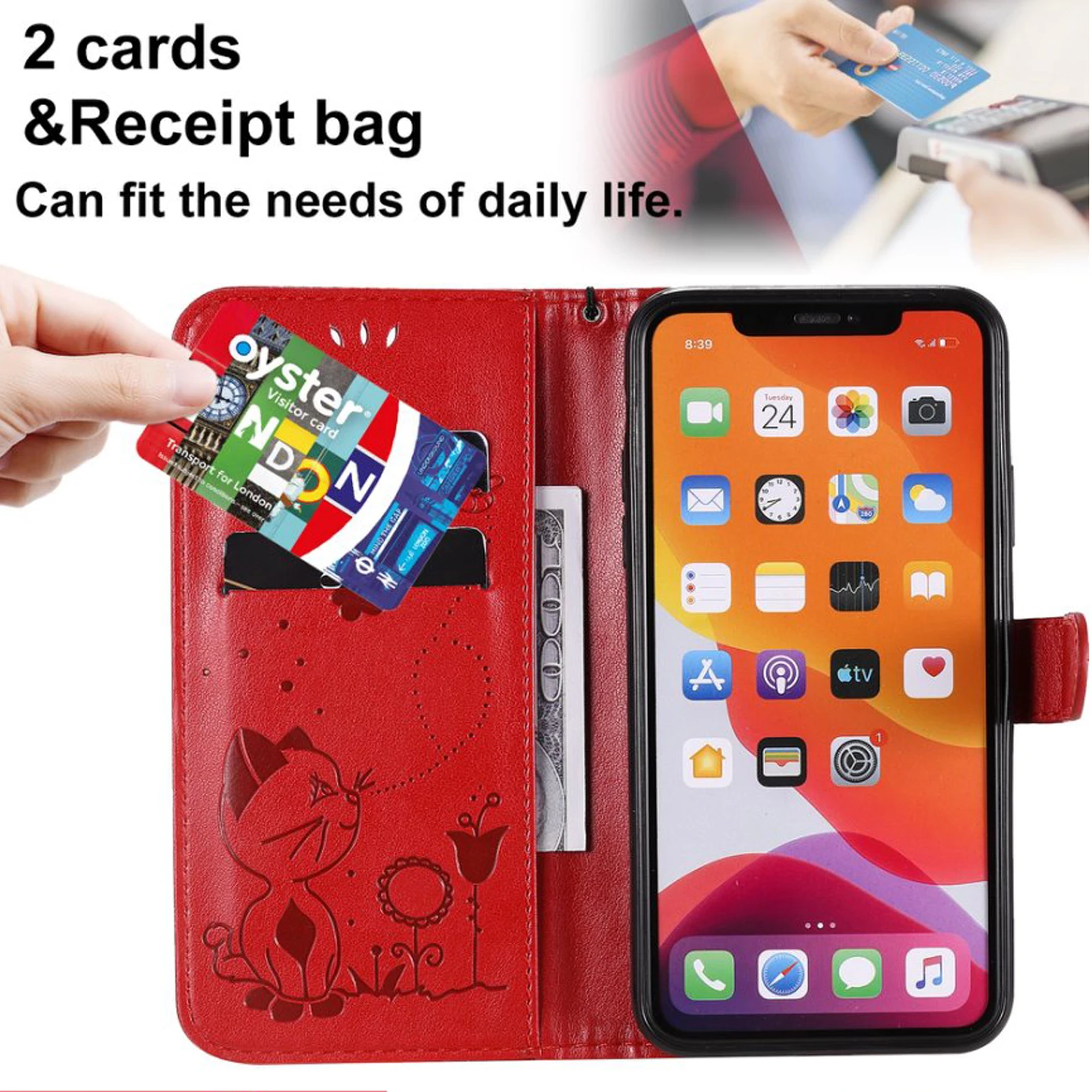 Leather Wallet Phone Case with RFID Blocking Technology