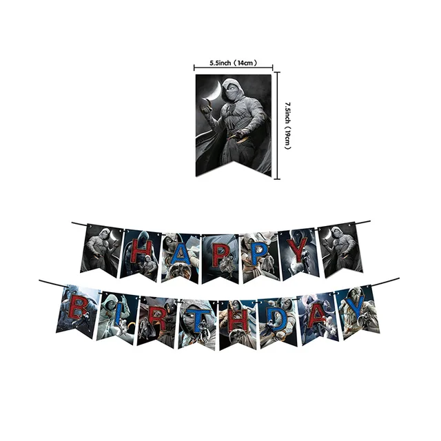 1 Set Banner+Balloons Cartoon Moon Knight Figure Birthday Party Decoration Latex Balloon Party Supplies Hat 5