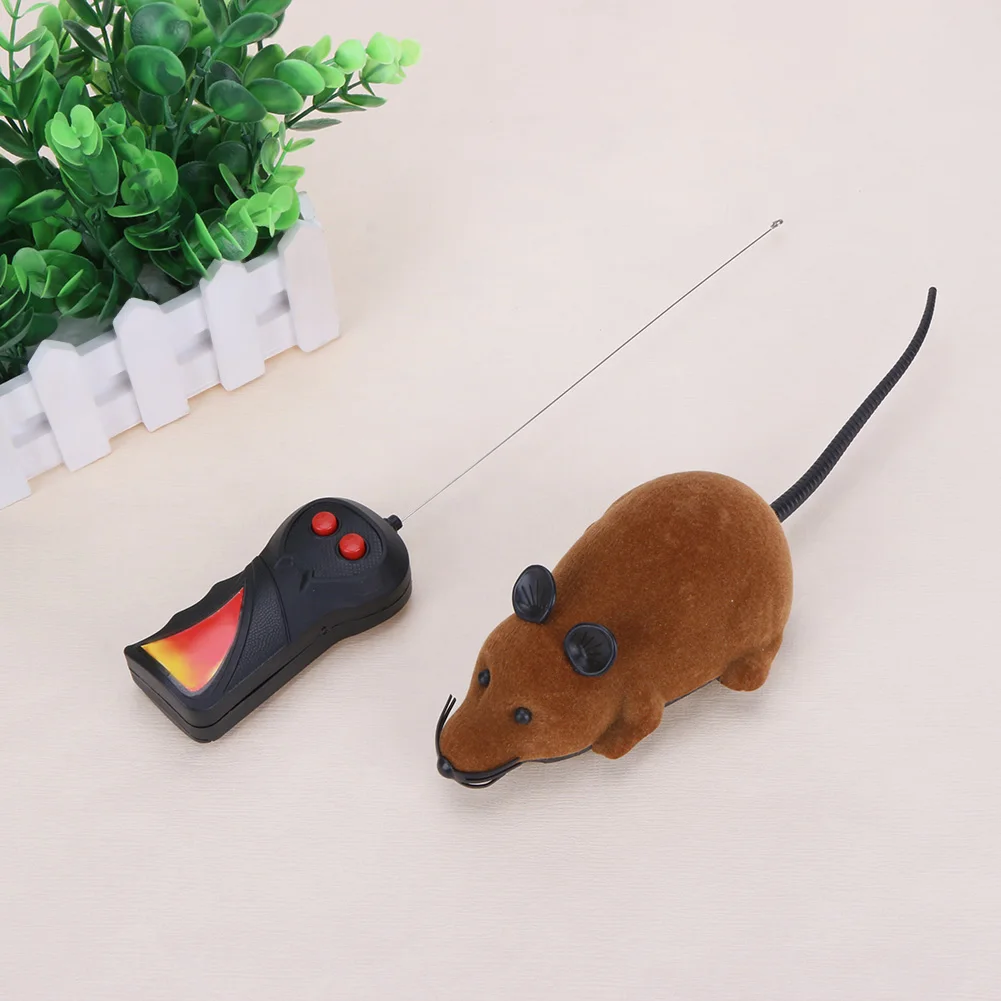 Wireless Plush Mouse Funny Pet Cat Remote Control Fake Simulation Electronic Mice Interactive Mechanical Motion Kitten Rat Toy