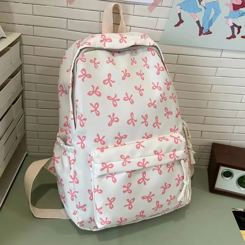1Pcs Durable Lightweight Bow Backpack Nylon Cute Students School Bag Large Capacity Storage Bag for Girls 2