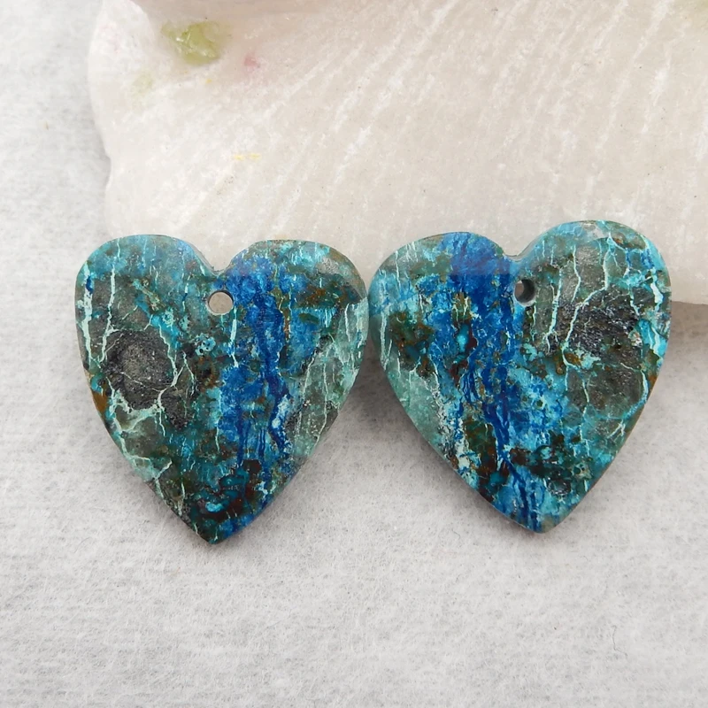 

Модные ювелирные изделия, натуральный драгоценный камень, резной в форме сердца хризоколла, модные женские серьги с бисером 20x3 мм 4,6 г