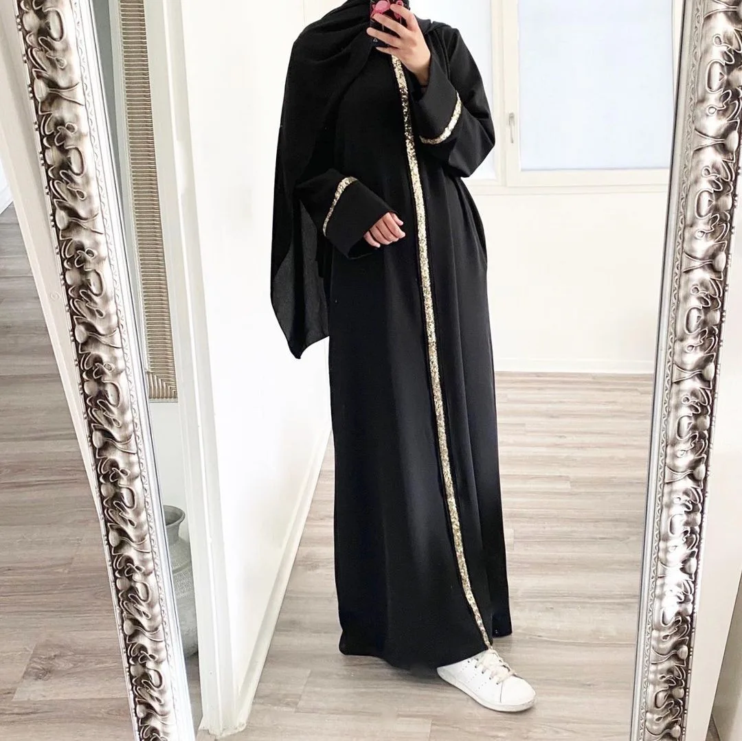 

New Robe Femme Musulmane Muslim Women's Patchwork Sequin Robe Middle East Maxi Robe Dubai Muslim Fashion Robe Turkish Robe