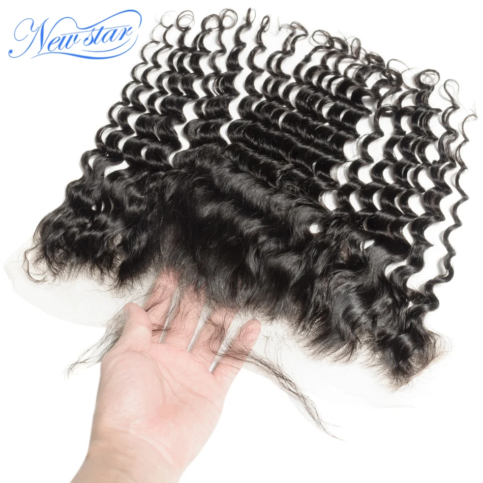 Brazilian HD Transparent Lace Frontal Deep Wave New Star Virgin Hair Brown Lace 3Part 13x4 Closure Pre-Plucked With Baby Hair