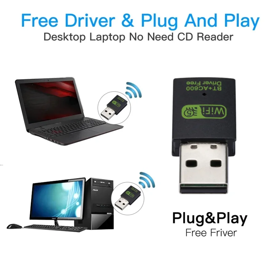 High-Speed Dual Band USB Wireless Adapter with Bluetooth Connectivity