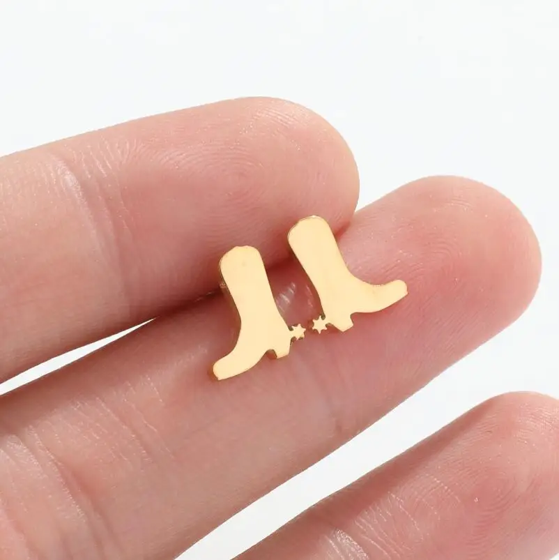 Mini Fuß Fußabdrücke Piercings für Ohren Goldene Edelstahl Ohr Piercing Ohrstecker Koreanische Mode Ohrringe Trend 2023 – Detail 7