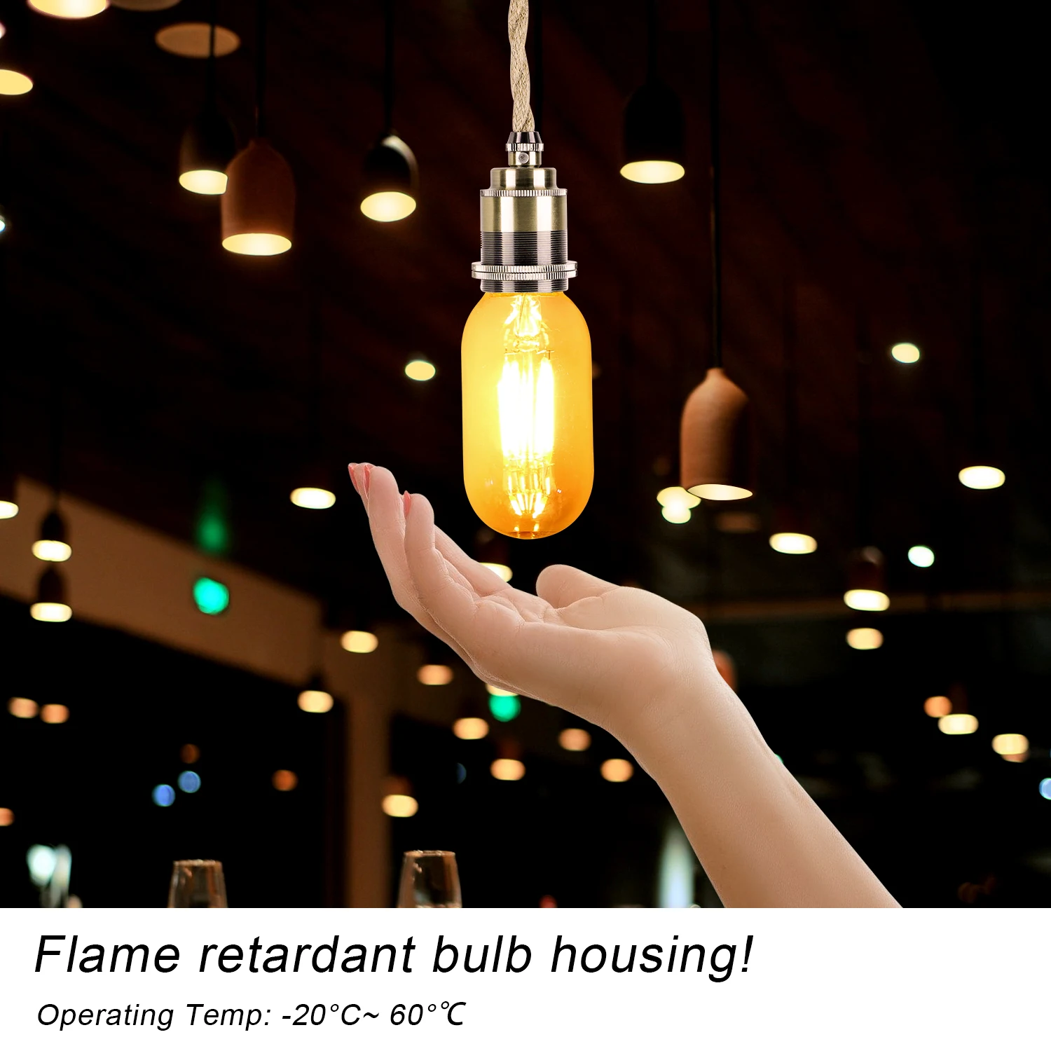 Description Picture 2 of item6PCS Vintage Edison LED Filament Light Bulb 4W E27 T45 40W Equal Tubular Bulbs Chandelier Replacement Bulb Christmas Decoration