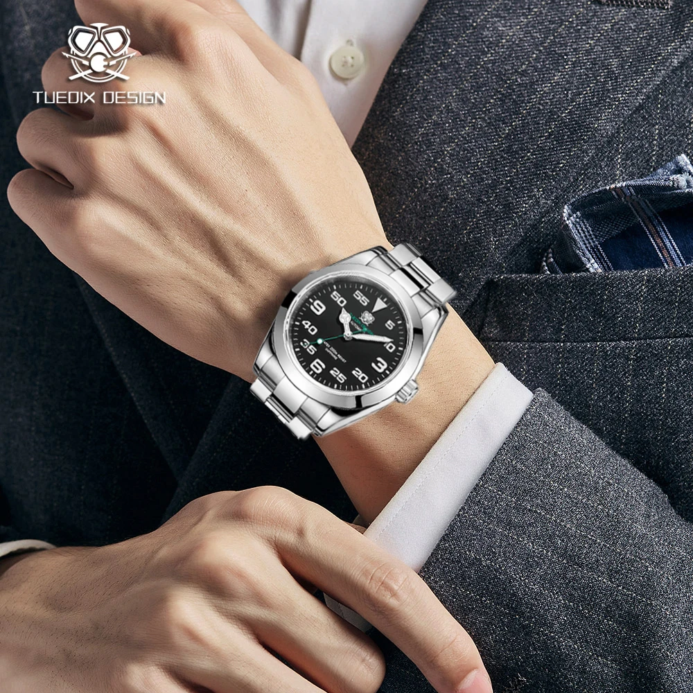 New TUEDIX DESIGN 41MM Men Watch Automatic Mechanical Wristwatches Luxury Business Sapphire Glass Watches 20Bar Waterproof Watch