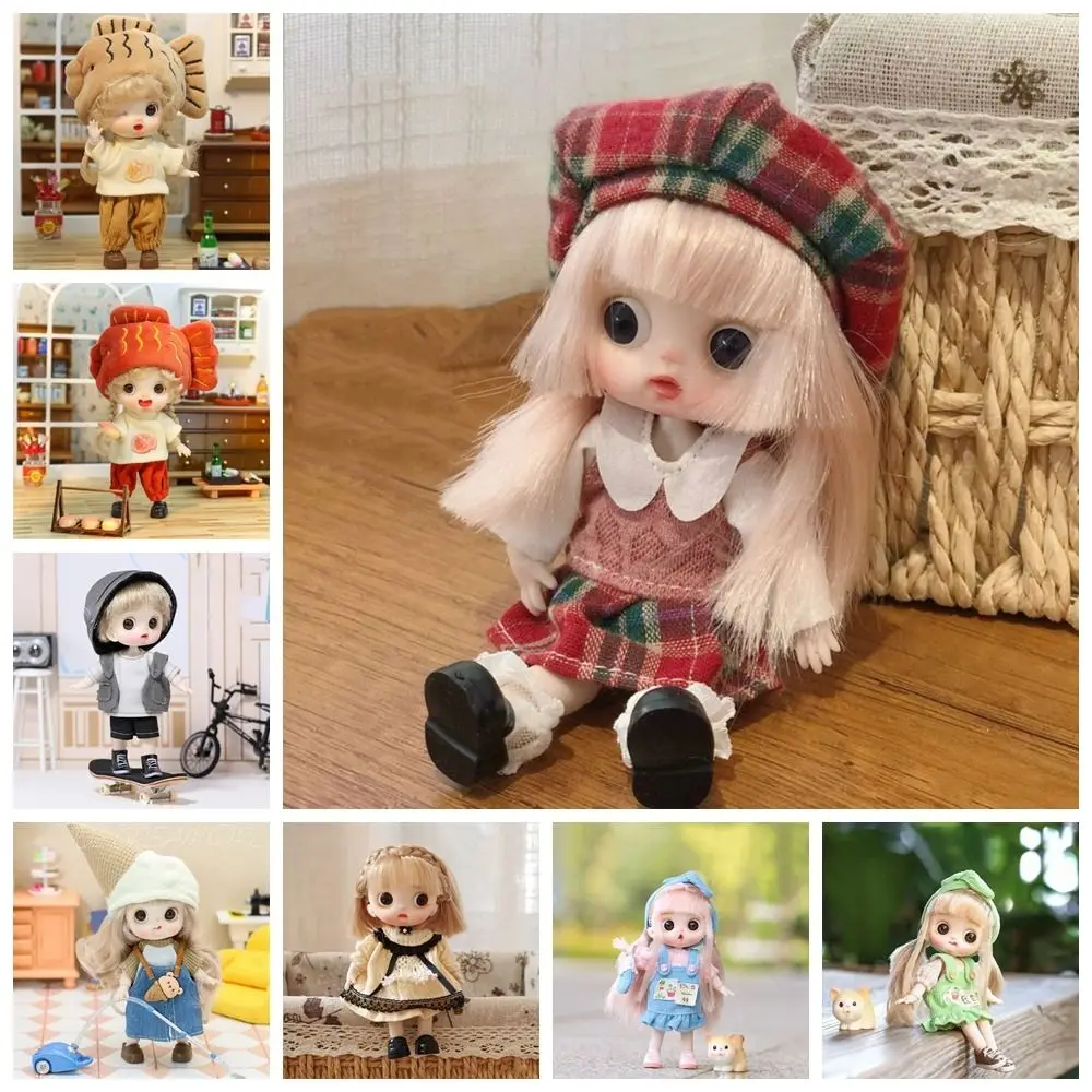 Movable Joints Ob11 Doll with Clothes Adjustable 14CM Obitsu 11 Clothes Dolls Kawaii Mini Ob11 Bjd Doll Girls 6