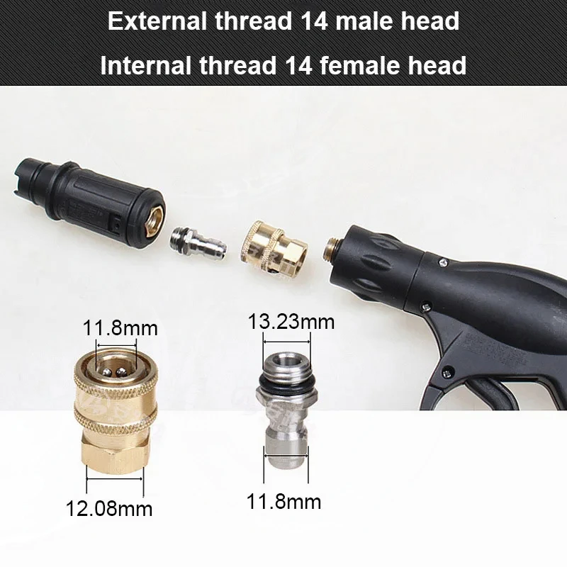 High Pressure Washer 1/4 Quick Connector Water Gun Nozzle Union Quick Plug Foam Kettle Changeover Quick Connect Accessories 6