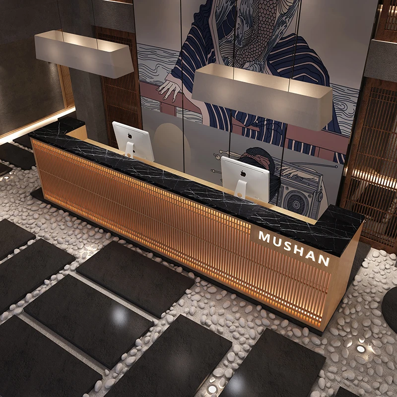 Superior Hotel Japanese Reception Desks France Fashion Design Company Lobby Counter Storage Office Furniture Mottakestol FYRD