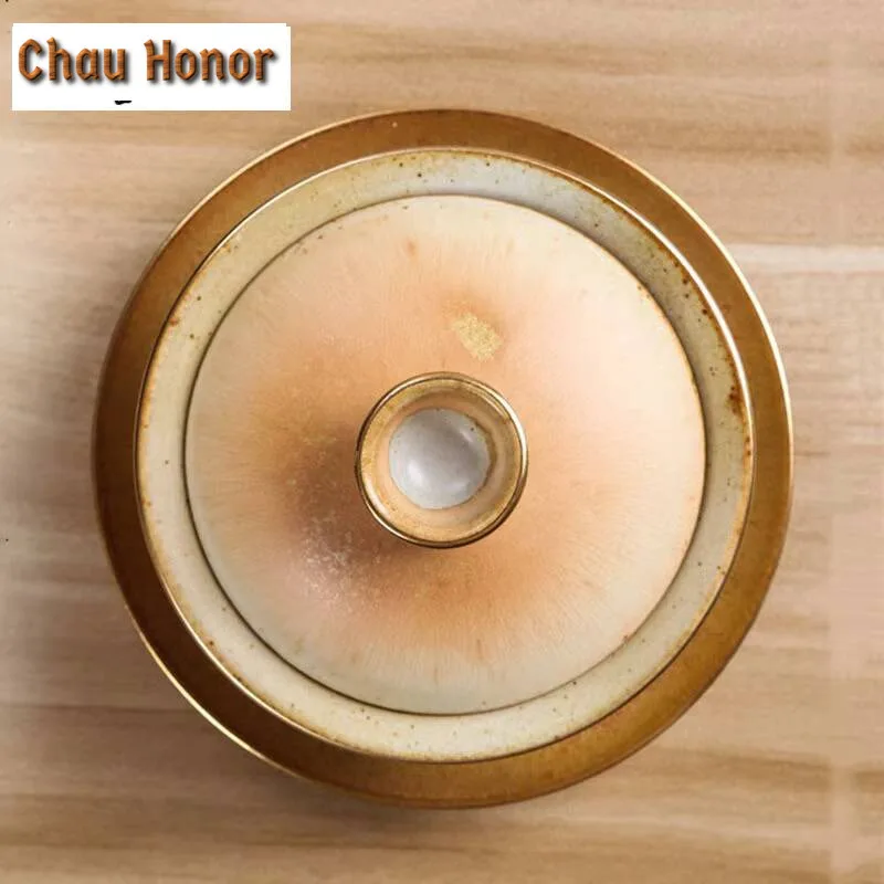 120ml Retro Coarse Pottery San Cai GaiWan Tea Cup Handmade Household Puer Kung Fu Teaset Tea Ceremony Drinkware Accessories Gift