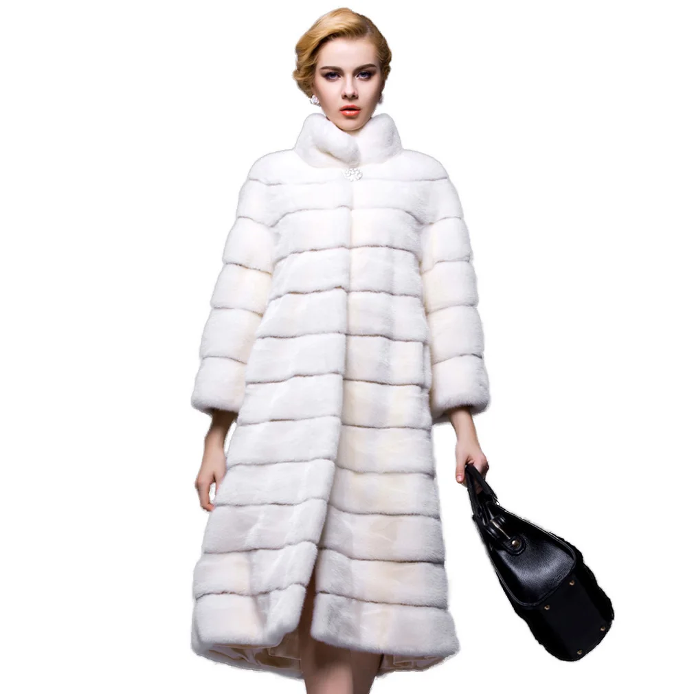 

Fur Story FS16048 Long Style Women's Coats Real Mink Fur Coat Women Winter Jacket Women Fur Overcoat Female