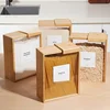 Creative Bamboo and Wood Cereal Storage Box Kitchen Wooden Sliding Cover Cereal Distributor Household Wooden Rice Storage Box 2