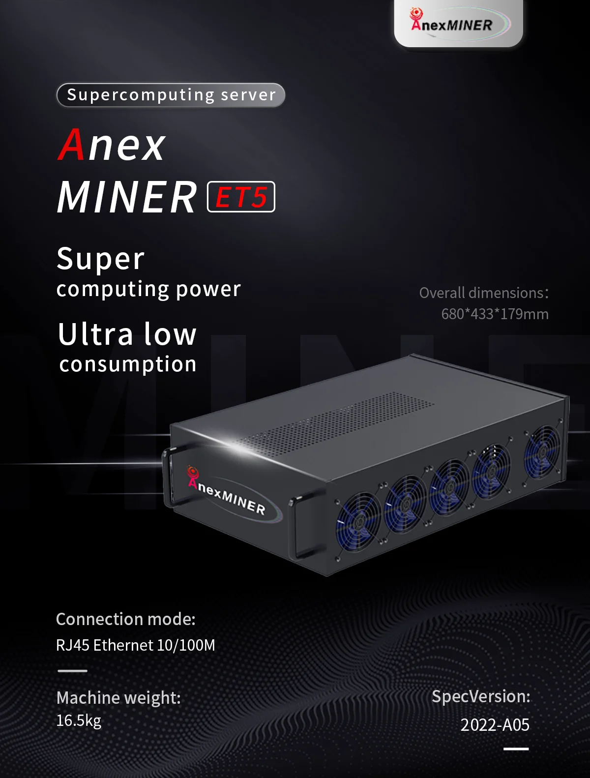 NEW Low Noise Low Power AnexMiner ET3 300M 200W ET4 600M  Asik Mining Asic Crypto Eth Etc Miner