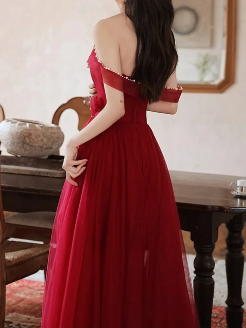 CustomizedBurgundy Solid Color Beaded Graduation Dresses Sexy Strapless  A-line Formal Occasion Dress Elegant Slim Waist Vestido - AliExpress