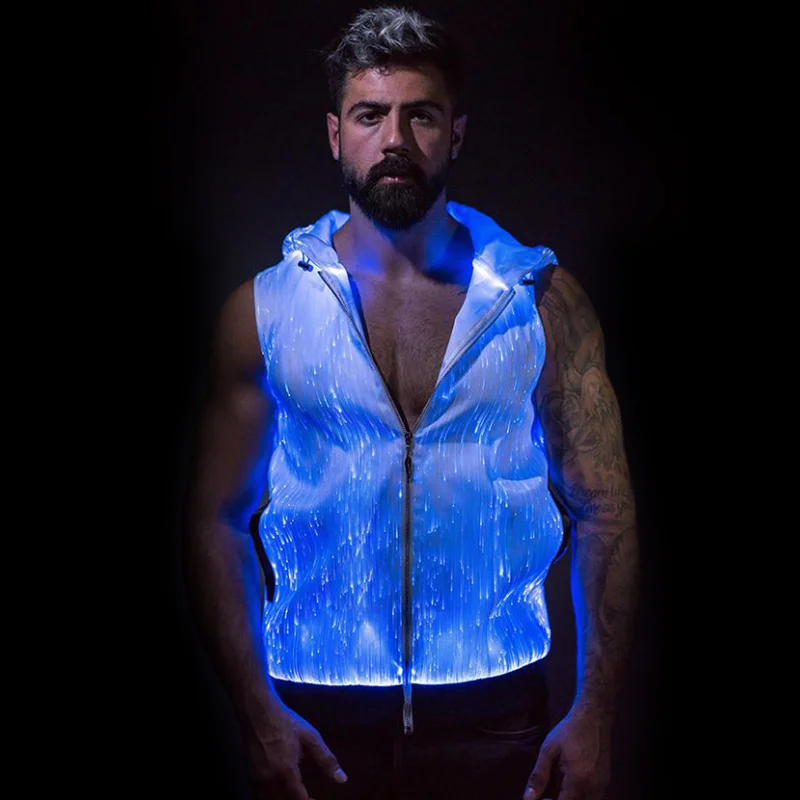 トップス FUGA Coating Bono Style Vest Hoodie 2024 Men Optical Fiber Fabric Sleeveless Hoodies Y2K High
