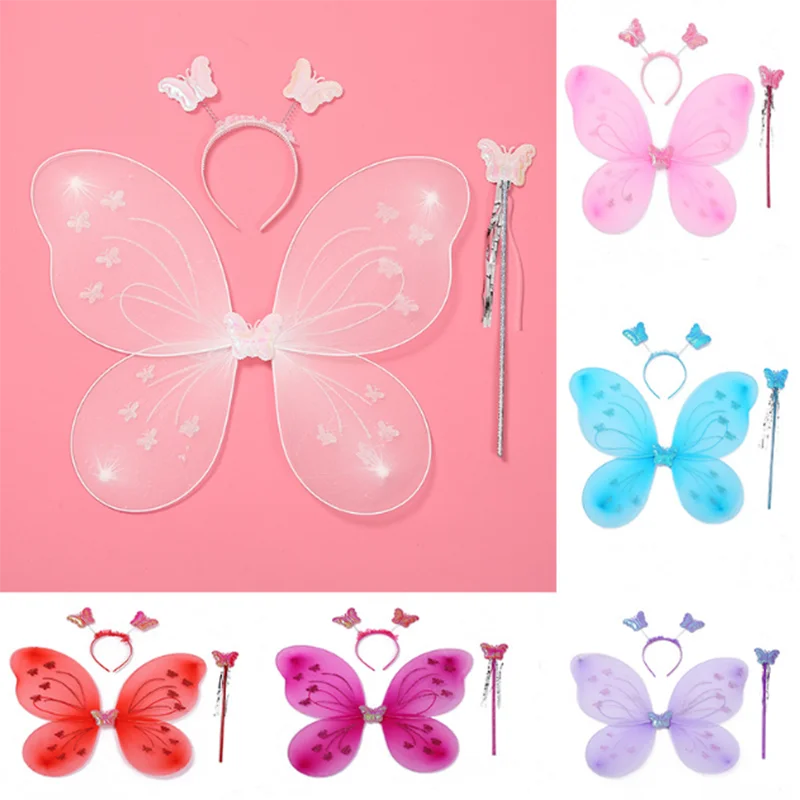 أجنحة بعصابة رأس على شكل فراشة للأطفال ، مستلزمات تصوير للبنات ، أصفر ، أخضر ، أرجواني ، وردي ، حكاية خرافية ، أطفال ، 1: