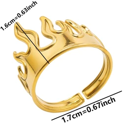 Elegant Fire - Inspired Adjustable Stainless Steel Ring - Rainbow, Silver, or Gold Finish - Adjustable (J351 - G)