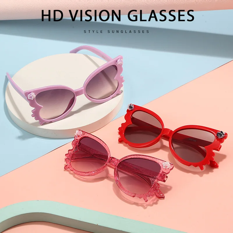 جديد أطفال النظارات الشمسية الشعور الفني فراشة شكل نظارات شمسية الحلو بنين بنات النظارات الحلو الأطفال النظارات الشمسية UV400