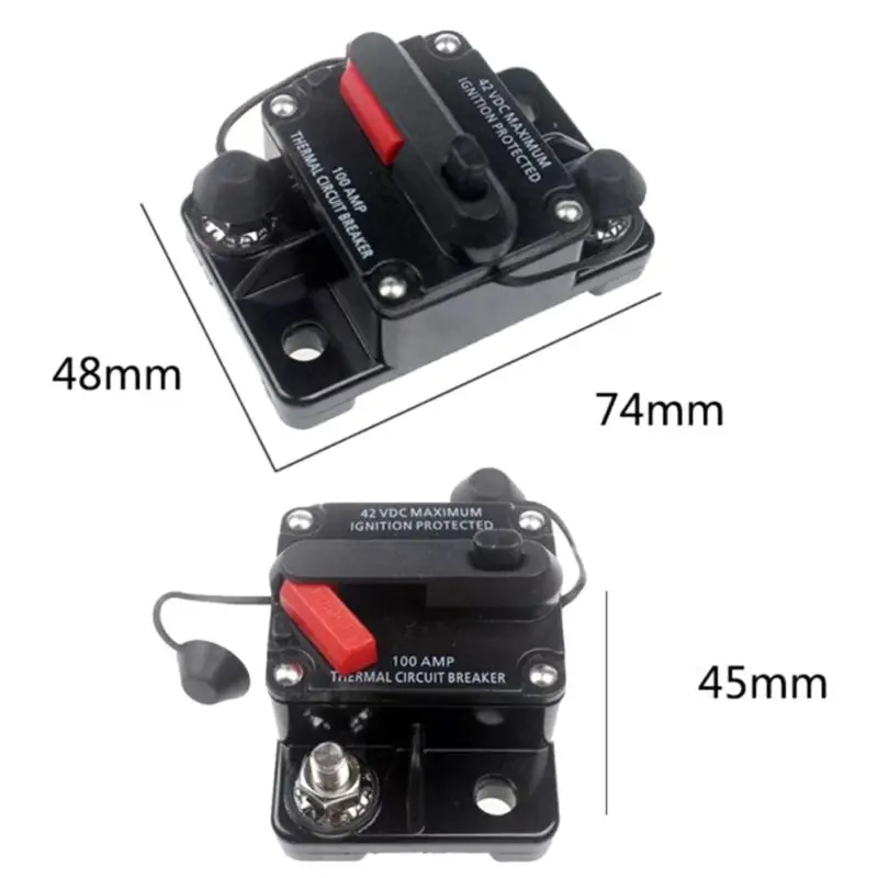 Auto yacht RV Circuit Breaker 30A-300A 12-48V automatic recoverable Fuse Reset Holder Protector