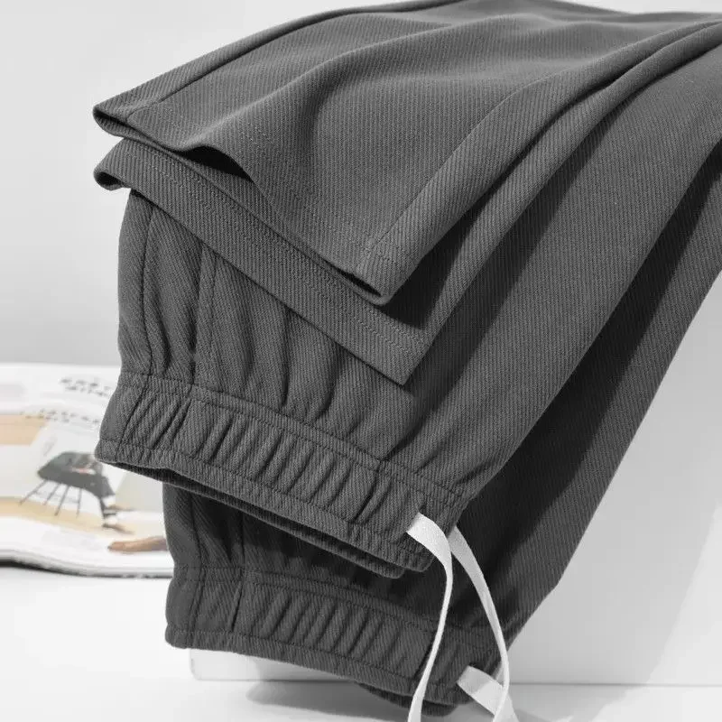 Men's Loose Straight Pants Diagonal Stripes Elastic Waist All-match Ankle Length Pants Spring Autumn Casual Outdoor Sweatpants view 2