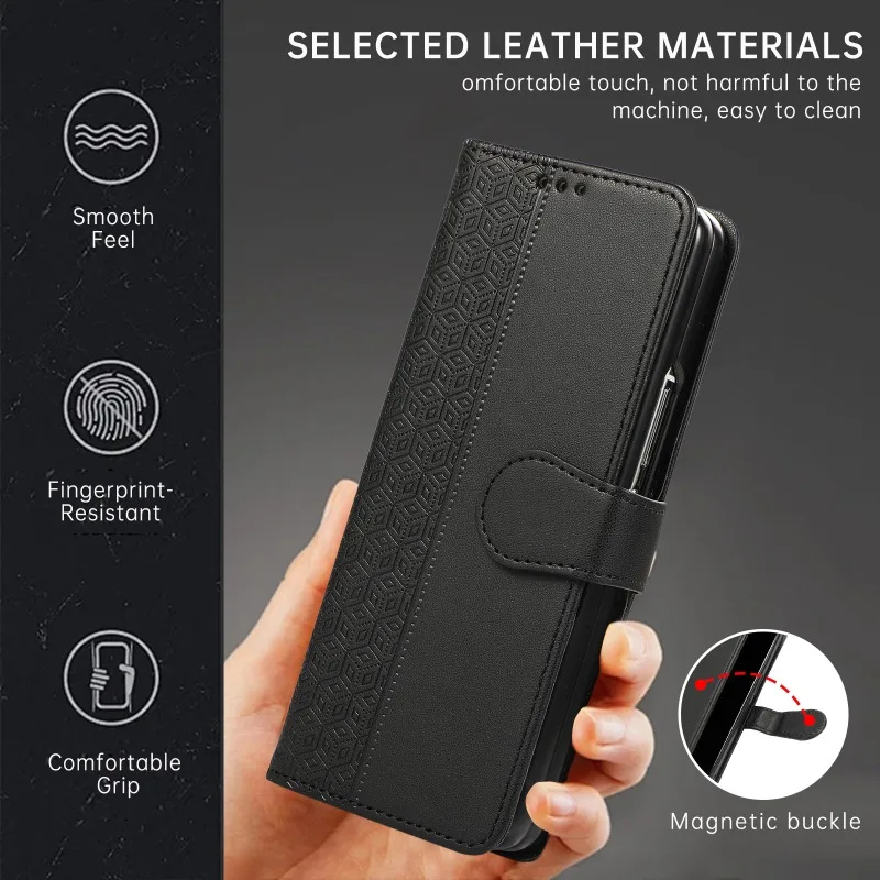 Leather Flip Wallet Phone Case with Card Holder - Protective Cover