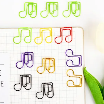 Linea rivestita in plastica Bello colore Nota musicale Graffette a forma di graffette creative per la clip di classificazione dei documenti degli studenti del pianificatore