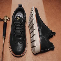 Chaussures d'été pour hommes grandes tailles avec semelle en caoutchouc souple et fonction antidérapante, surface en cuir tendance, chaussures de sport pour hommes 1