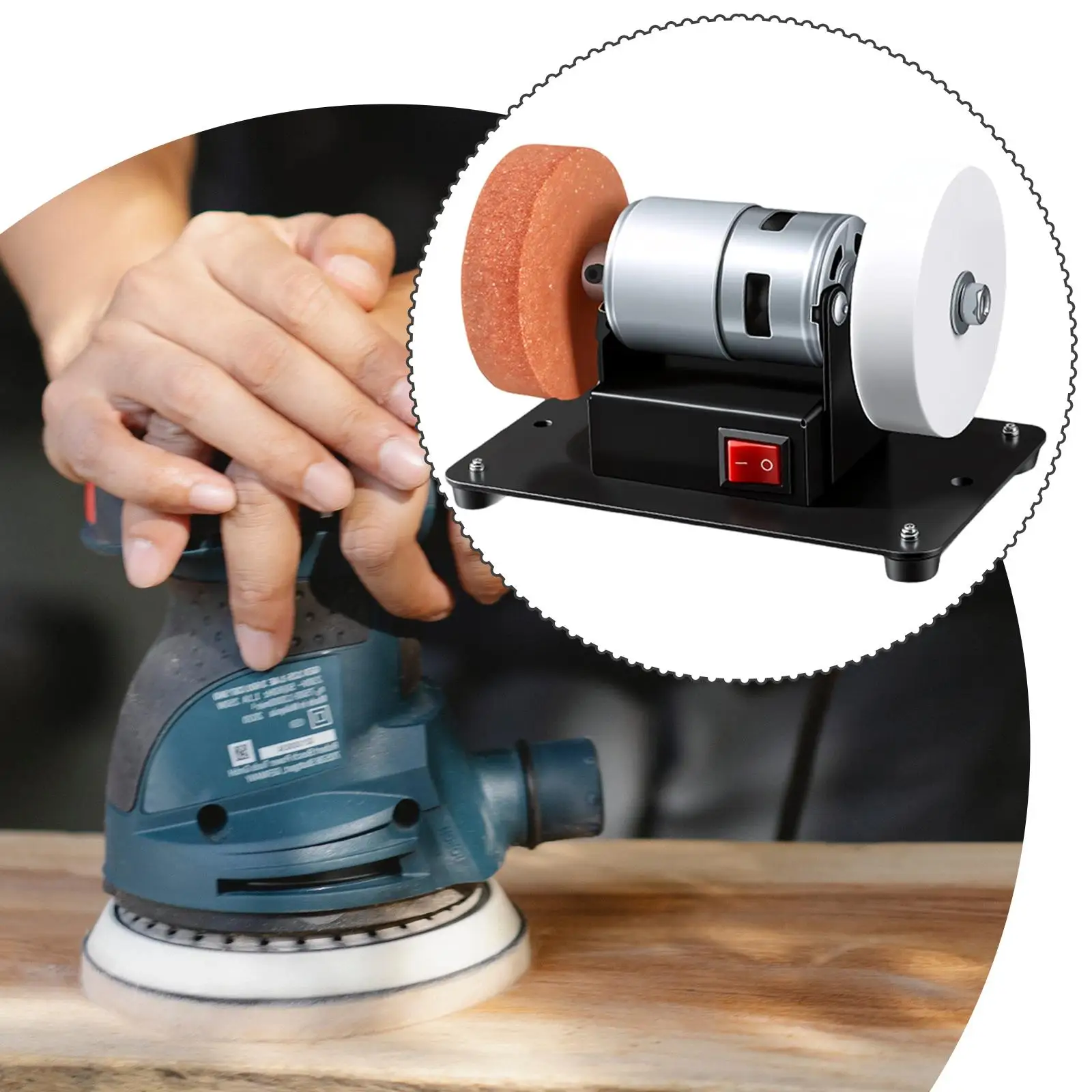 Mini Bench Grinder Durable Metal Electric Sander Variable Speed Multifunction Grinding Machine for Desktop Handcraft