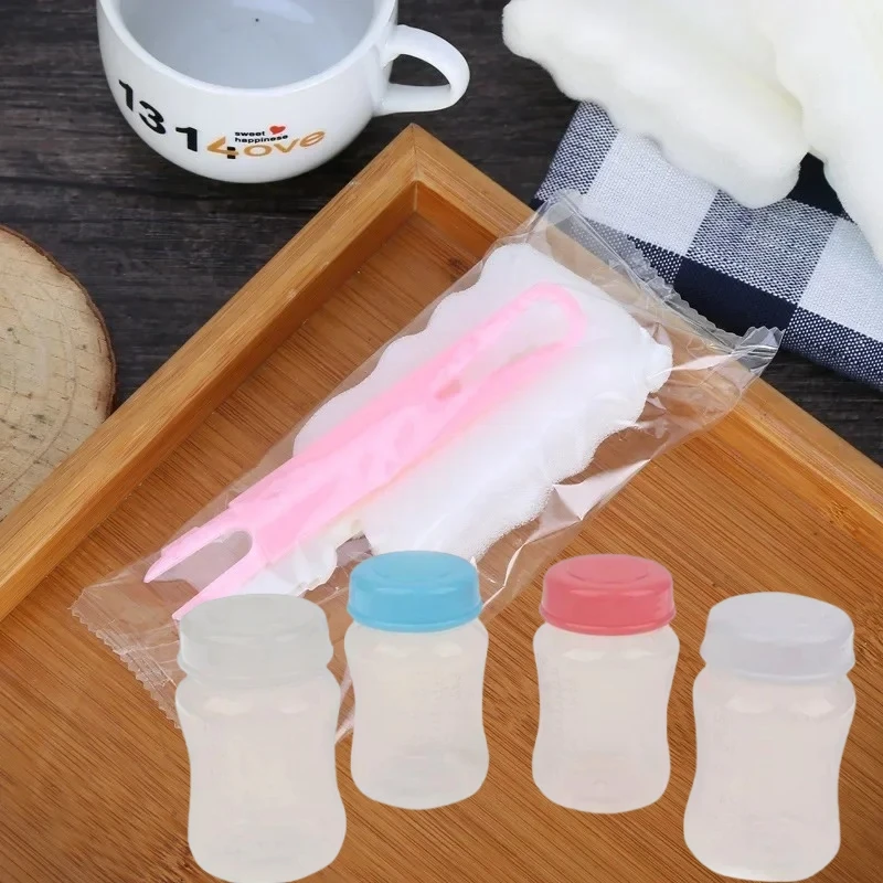 Breast milk storage bottle Food freezer Fresh cup Long handle baby bottle brush Removable soft sponge water cleaning tool