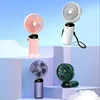 Handheld Mini Fan 3000mAh Foldable Portable Desk Outdoor Neck Hanging 5 Speed USB Rechargeable Fan Phone Stand Display Screen 4
