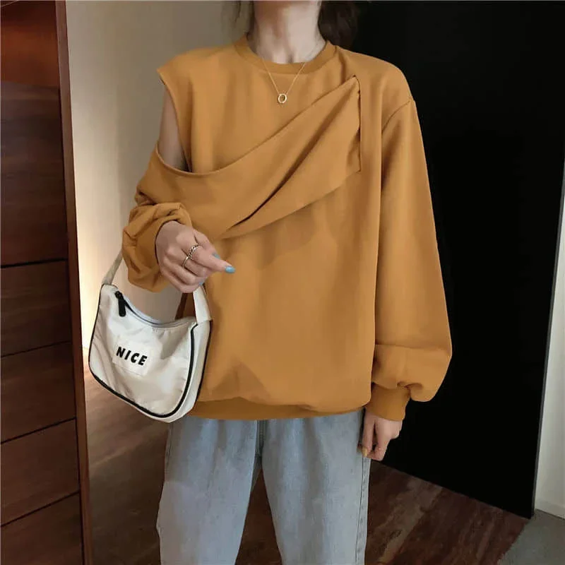 

2022 Autumn Spring New Women T Shirts Female Student Loose Long Sleeve Top Oversized Crewneck Sweatshirt Japanese Fashion Goth