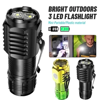 Ultra-bright  Rechargeable LED Pen Clip Mini Flashlight Handheld Torch Portable Waterproof Lamp for Nigh Work Emergency Camping