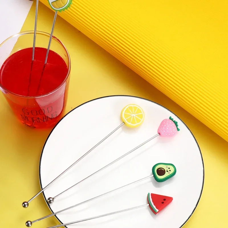 Stainless Steel Cocktail Drink Mixing Sticks Stirring Rod Fruits Head Long Handle Mixer Barware Muddler Bar Accessories