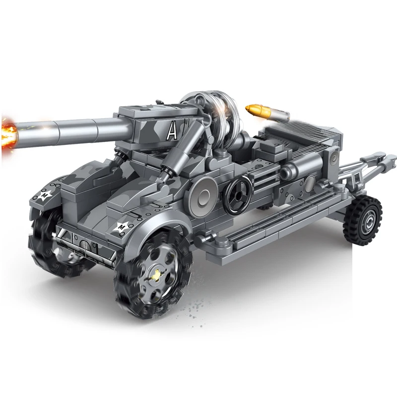 

WW2 Military Model 4-in-1 MRS18 Heavy Artillery Tank Reconnaissance Vehicle Building Blocks Bricks Toys Gifts