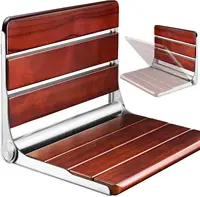 18" Folding Teak Shower Seat Wall Mounted-Teak Folding Shower Bench Wall Mounted, Teak Shower Seat Bench for Inside Shower, Wall 1