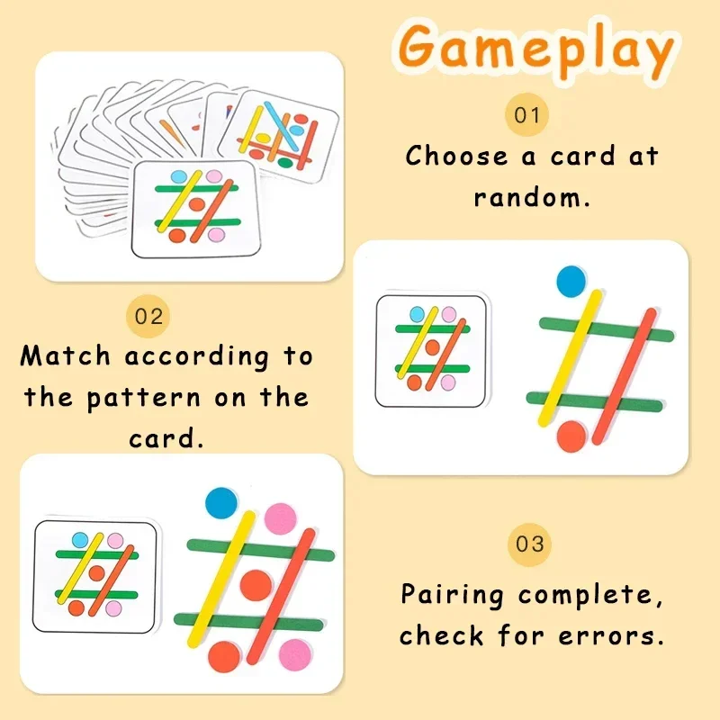 Kids Montessori Toys Rainbow Stick Puzzle Sensory Logical Thinking Challenge Table Games Children Early Educational Wooden Toys 4