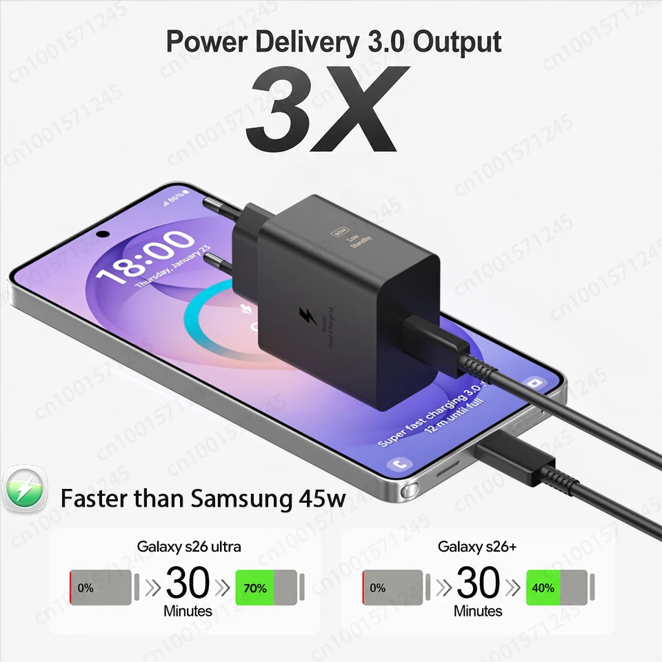 High-Speed SAMSUNG 65W Fast Charging Type C Adapter with Cable