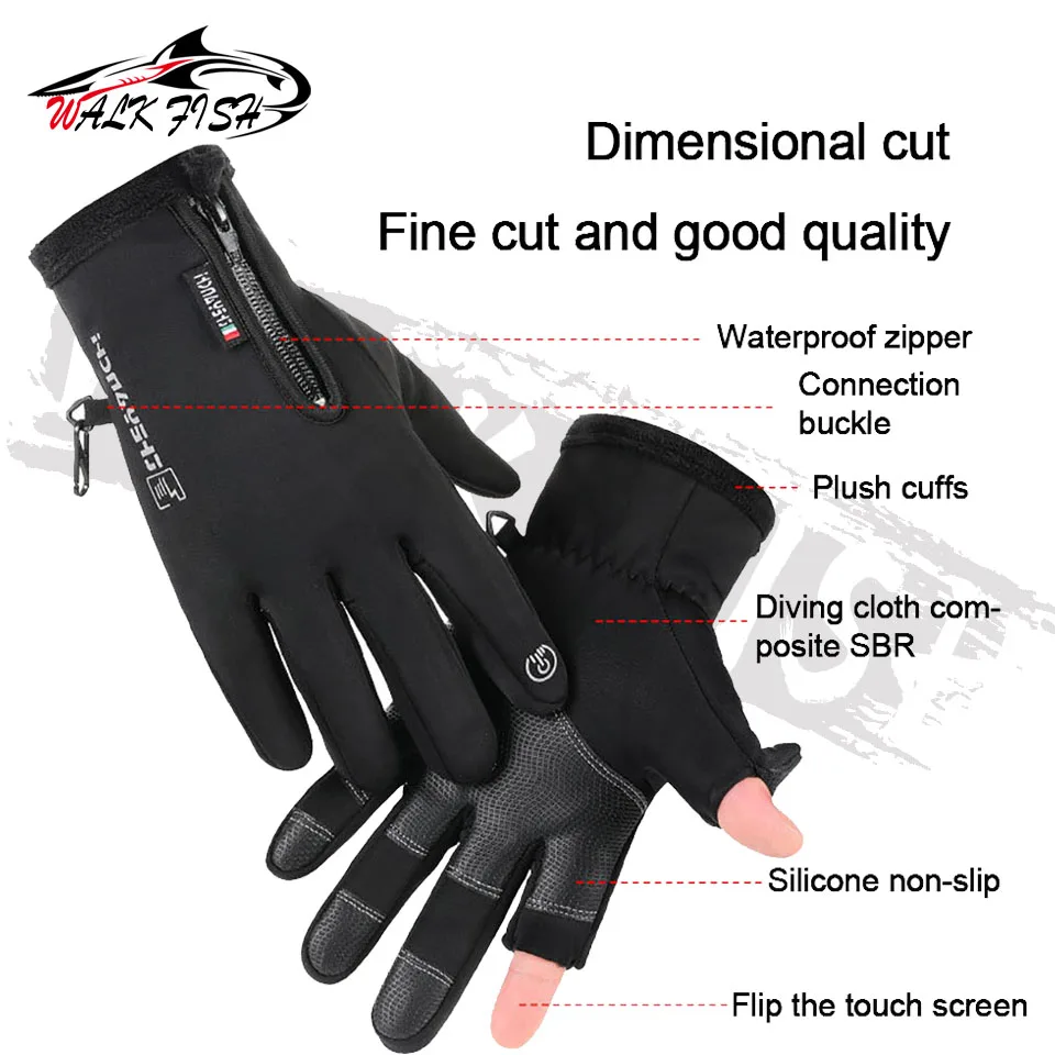 Winter Fishing Gloves For Men Women Windproof Water Repellent Anti-Slip Touchscreen Cold Weather Driving