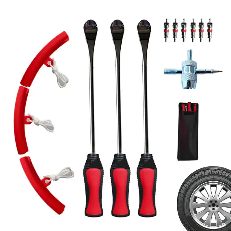 

Pry Bar Set Heavy Duty 13PCS Rustproof Hardened Steel Tire Crowbar Set 38cm Long Lever Tire Removal Tools Universal For Dirt