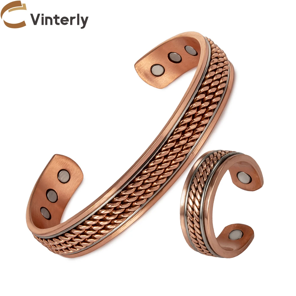 Twisted Magnetic Pure Copper Jewelry-Set Adjustable Bracelet