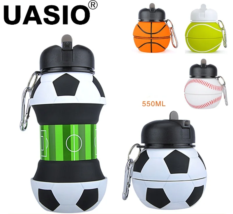 Sports Fold Water Bottle Football Basketball Tennis Leakproof Portable Silica Gel Kettle Travel Office School Kids Water Bottle gci outdoor bi fold slim compact portable sports event chair royal blue