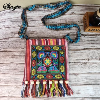 Retro Ethnic Embroidered Crossbody Bag – Vintage Beaded Shoulder Bag for Women Hand woven fabric 1