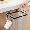 Kitchen Garbage Bag Holder Iron Hanger Metal Trash Rack Cupboard Door Back Hanging Kitchen Storage Trash Rack Accessories Tools 2
