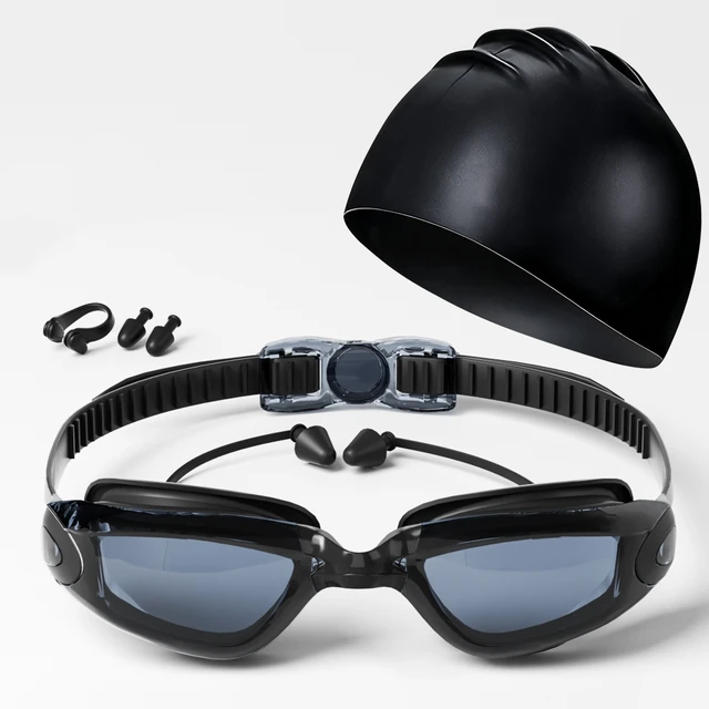 Swimming goggles are waterproof, anti fog, high-definition, with swim cap, nose clip, earplugs, Men Women 5