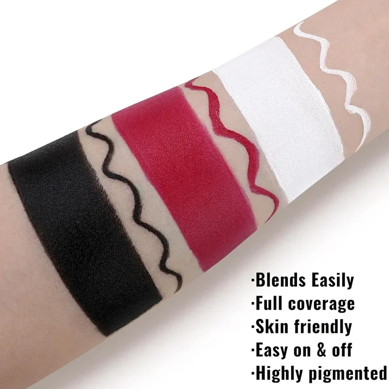 Halloween Makeup Palette Face Body Paint Makeup Wheel White Black Red Waterproof Zombie Skeleton Cosplay Makeup Face Painting 5