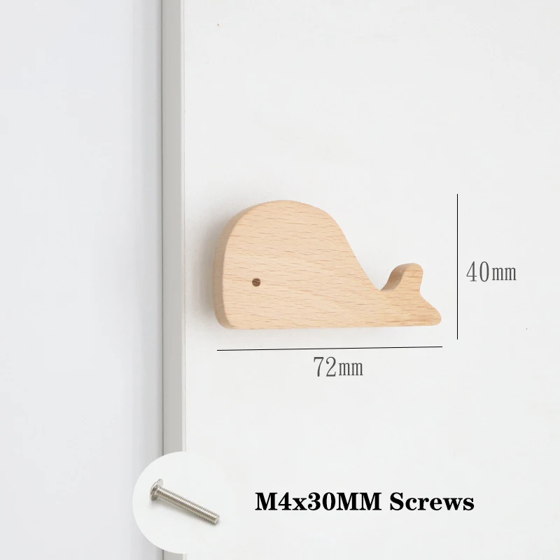 6 Maniglie In Legno Per Cassetti A Forma Di Animale – Coniglio, Elefante, Giraffa E Altri – Con Viti - 2