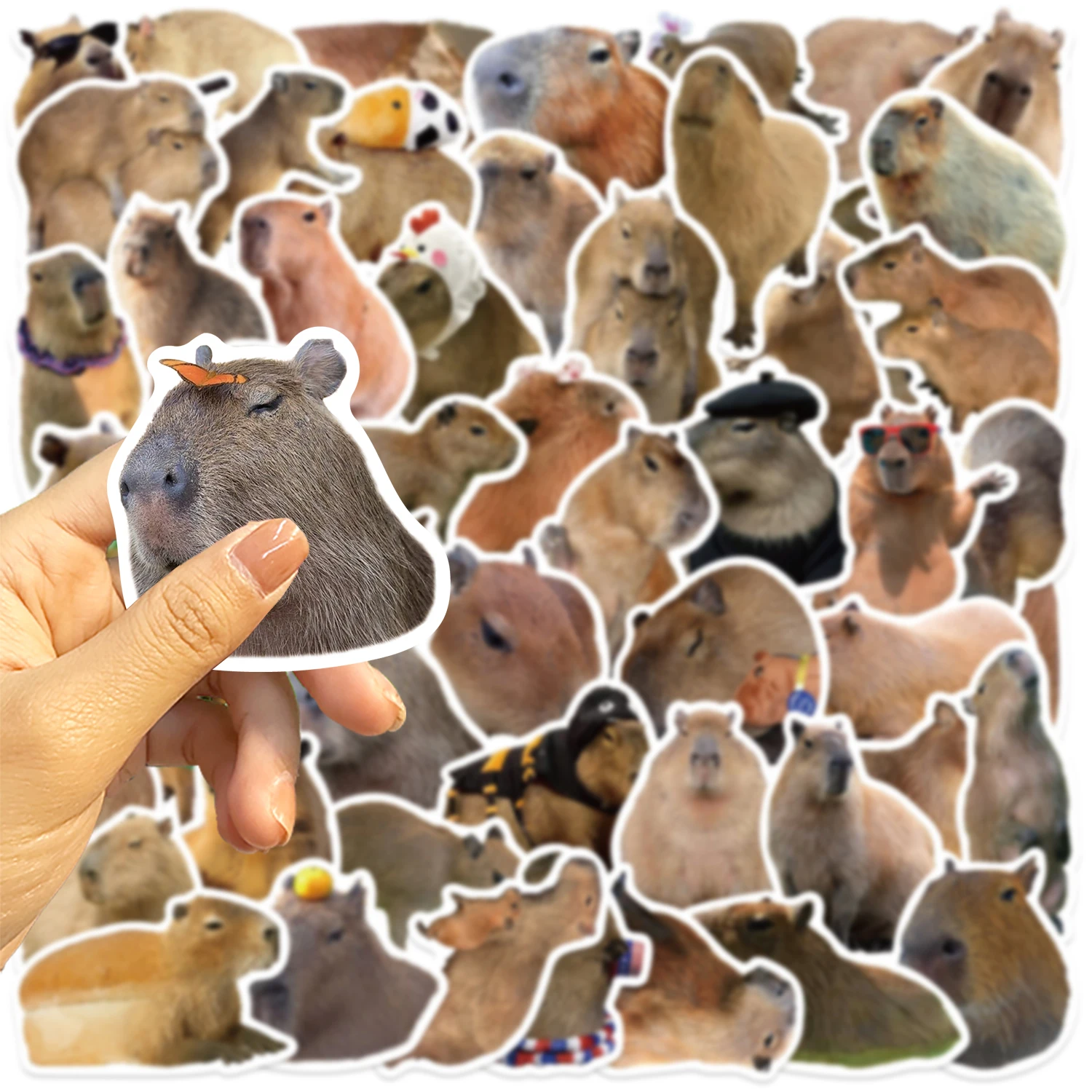 50 Stück Capybara-Tiere-Aufkleber, wasserfest, wiederverwendbar, für DIY-Laptops, Skateboards, Wasserflaschen, perfekt für Partys – Detail 11