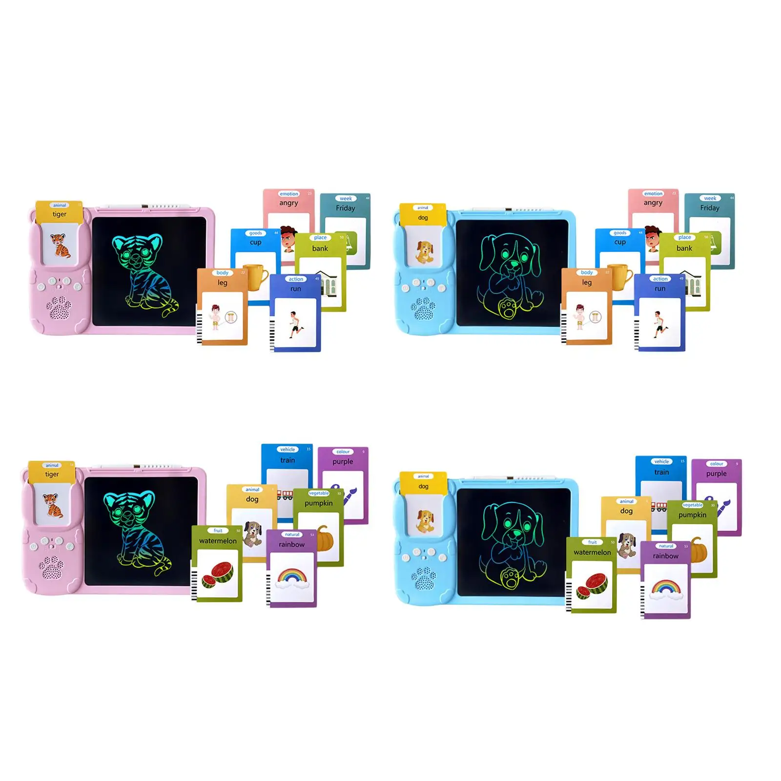 Talking Flash Cards Writing Tablet Montessori Educational Speech Toys with Drawing Board for Girls Boys Age 2-6 Child Gifts